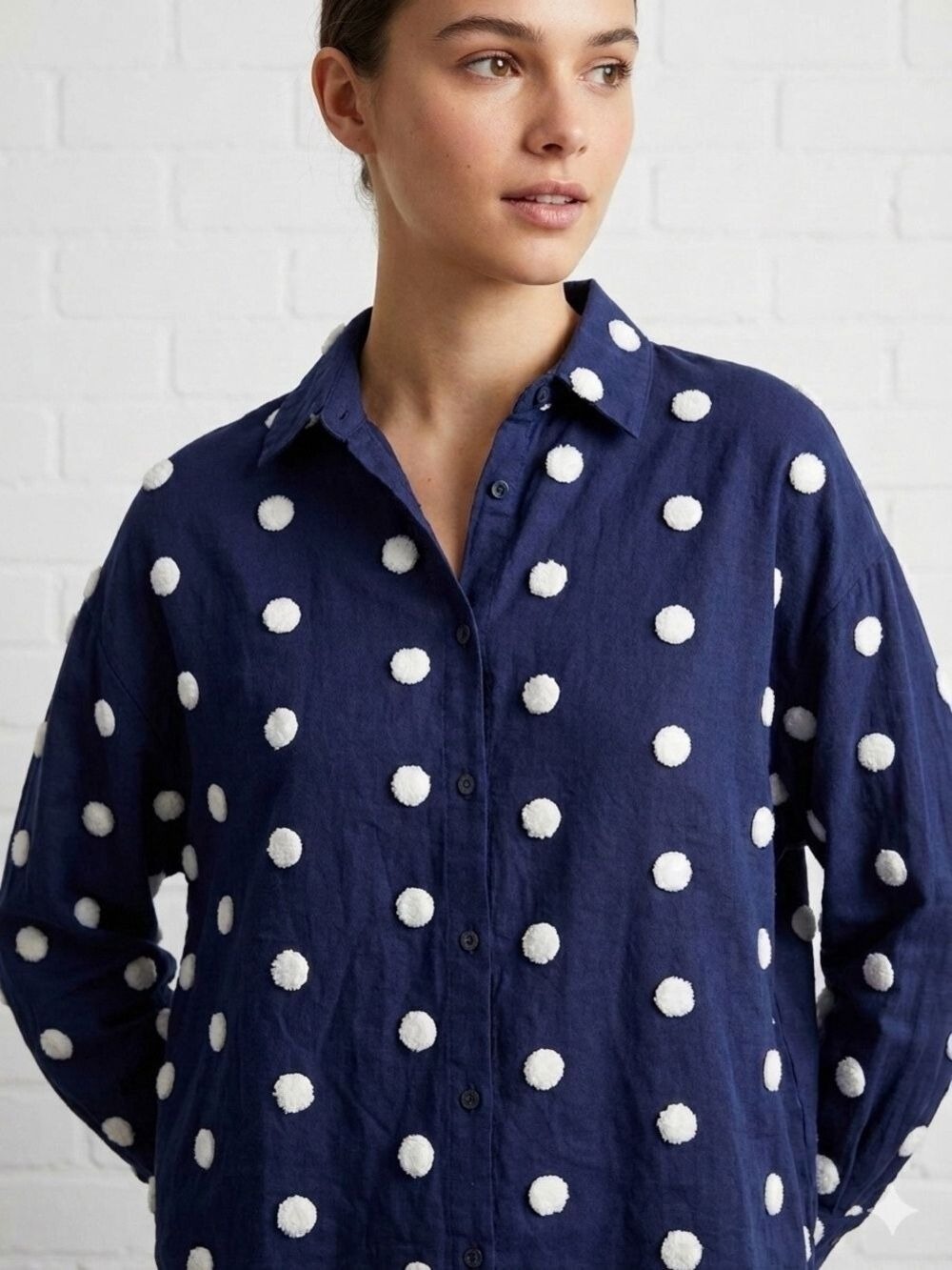 Zara button down shirt with textured dots